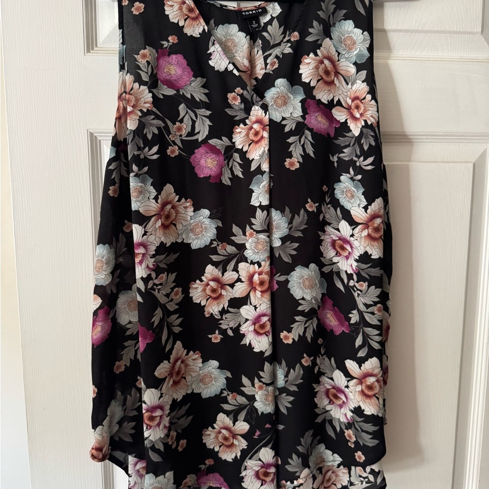 Torrid Black Floral Blouse